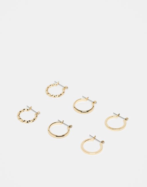 FhyzicsShops DESIGN pack of 3 20mm hoop earrings in gold