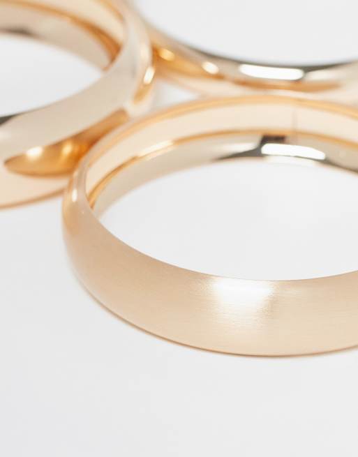 ASOS DESIGN pack of 3 bangles in gold tone