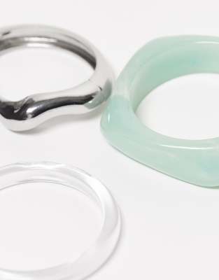 Asos Design Pack Of 3 Bangles In Neutral