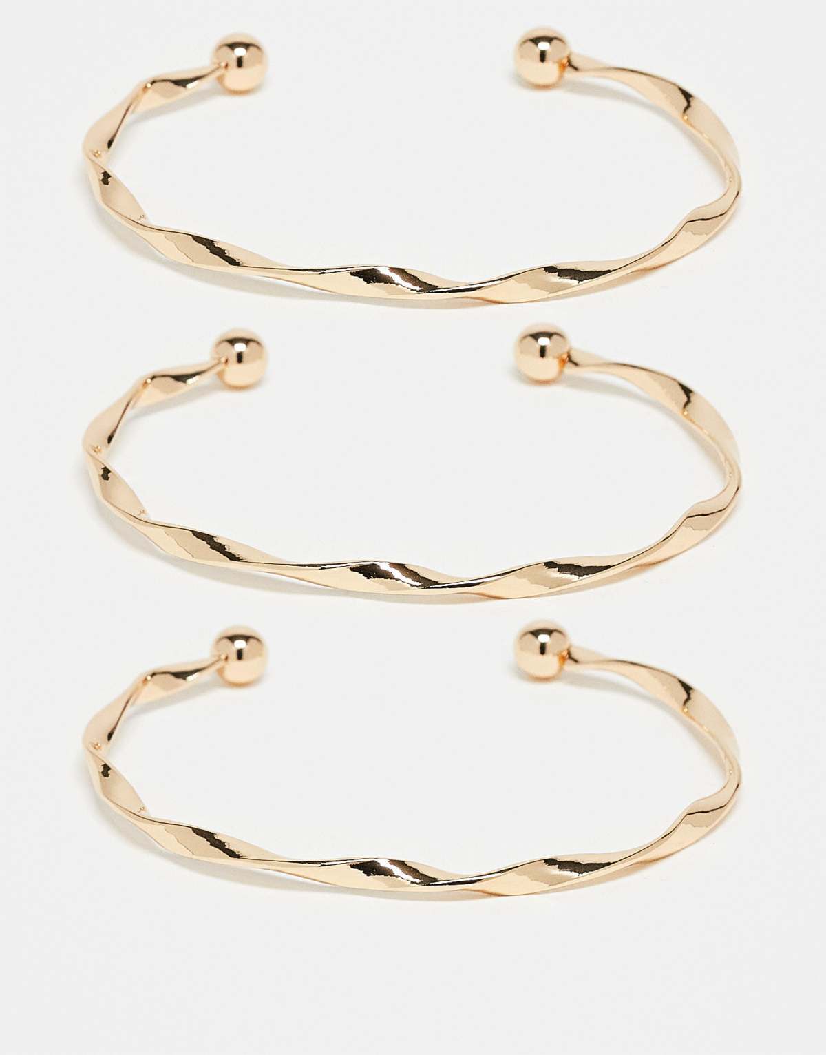 ASOS DESIGN pack of 3 bangles in mixed shapes