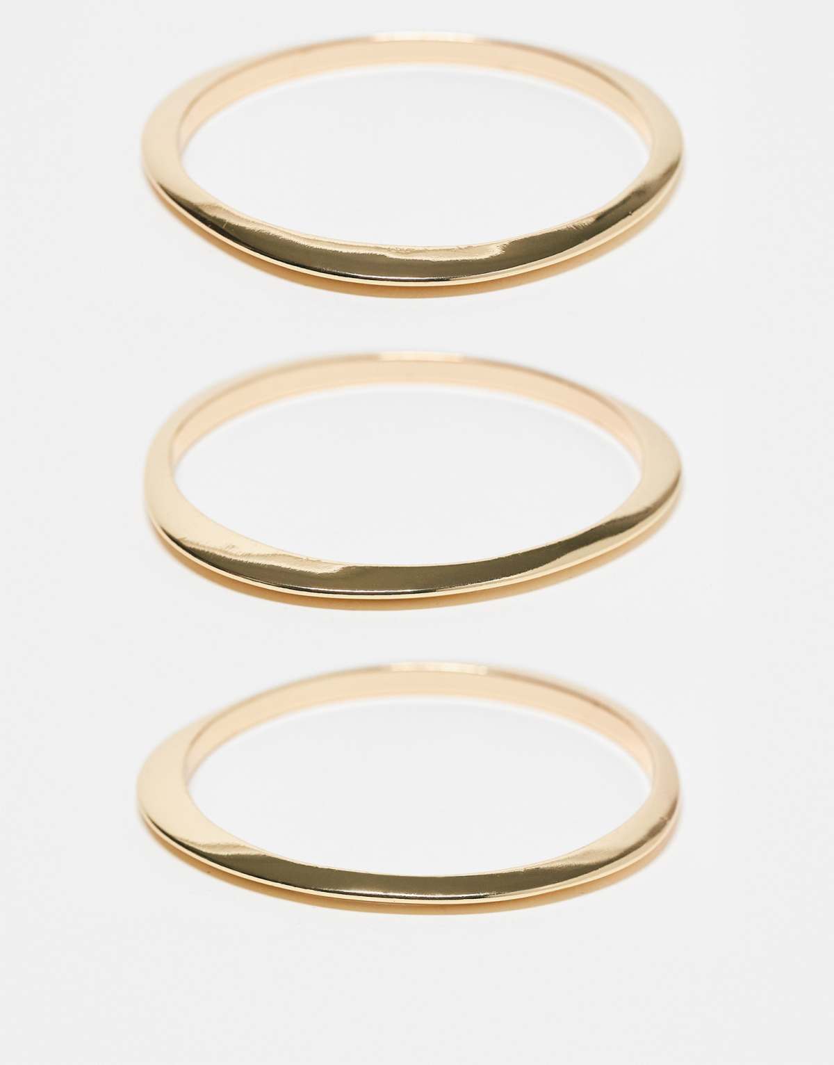 ASOS DESIGN pack of 3 bangles with clean detail in gold tone