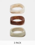 [ASOS DESIGN] ASOS DESIGN pack of 3 bangles with resin neutral design-Multi No Size Multi