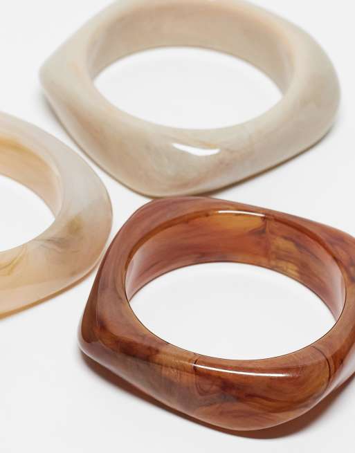 ASOS DESIGN - Lot de 3 bracelets jonc en résine résistante - Neutre