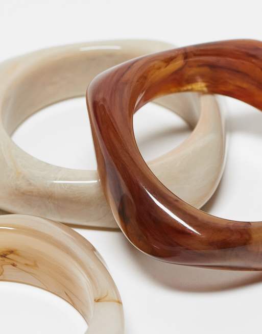 ASOS DESIGN - Lot de 3 bracelets jonc en résine résistante - Neutre
