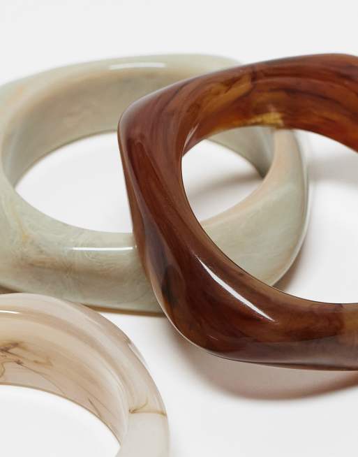 ASOS DESIGN - Lot de 3 bracelets jonc en résine résistante - Neutre