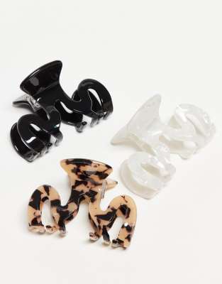 Asos Design Pack Of 3 Hair Claws