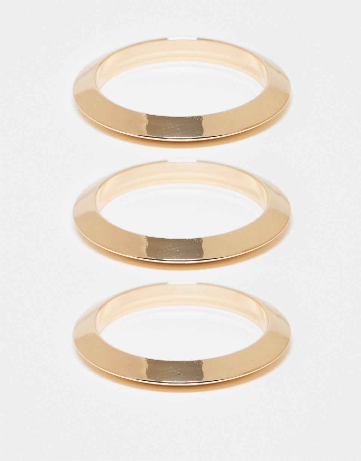 ASOS DESIGN pack of 3 hammered bangles in gold tone