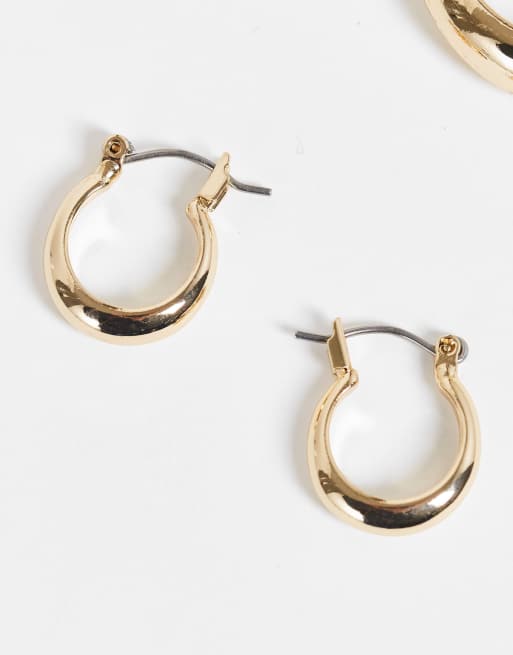 ASOS DESIGN pack of 3 hoop earrings in curve design in gold tone , 4 of 4