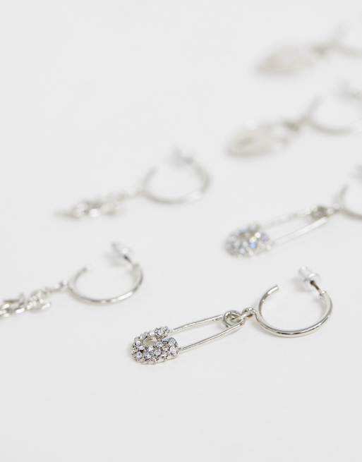 Hoop earrings sale with hanging charms