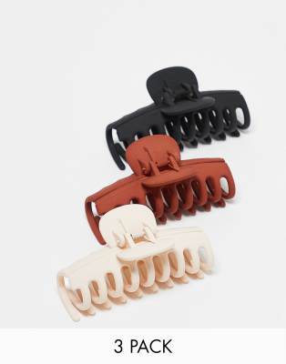 ASOS DESIGN pack of 3 mini hair claws in matte neutrals | ASOS