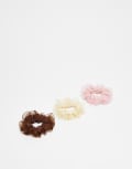 [ASOS DESIGN] ASOS DESIGN pack of 3 mini scrunchies with pleated frill-Multi No Size Multi