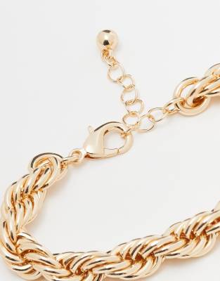 Asos Design Pack Of 3 Mixed Chain And Bangle Bracelet Set In Gold