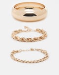 [ASOS DESIGN] ASOS DESIGN pack of 3 mixed chain and bangle set in gold tone No Size Gold