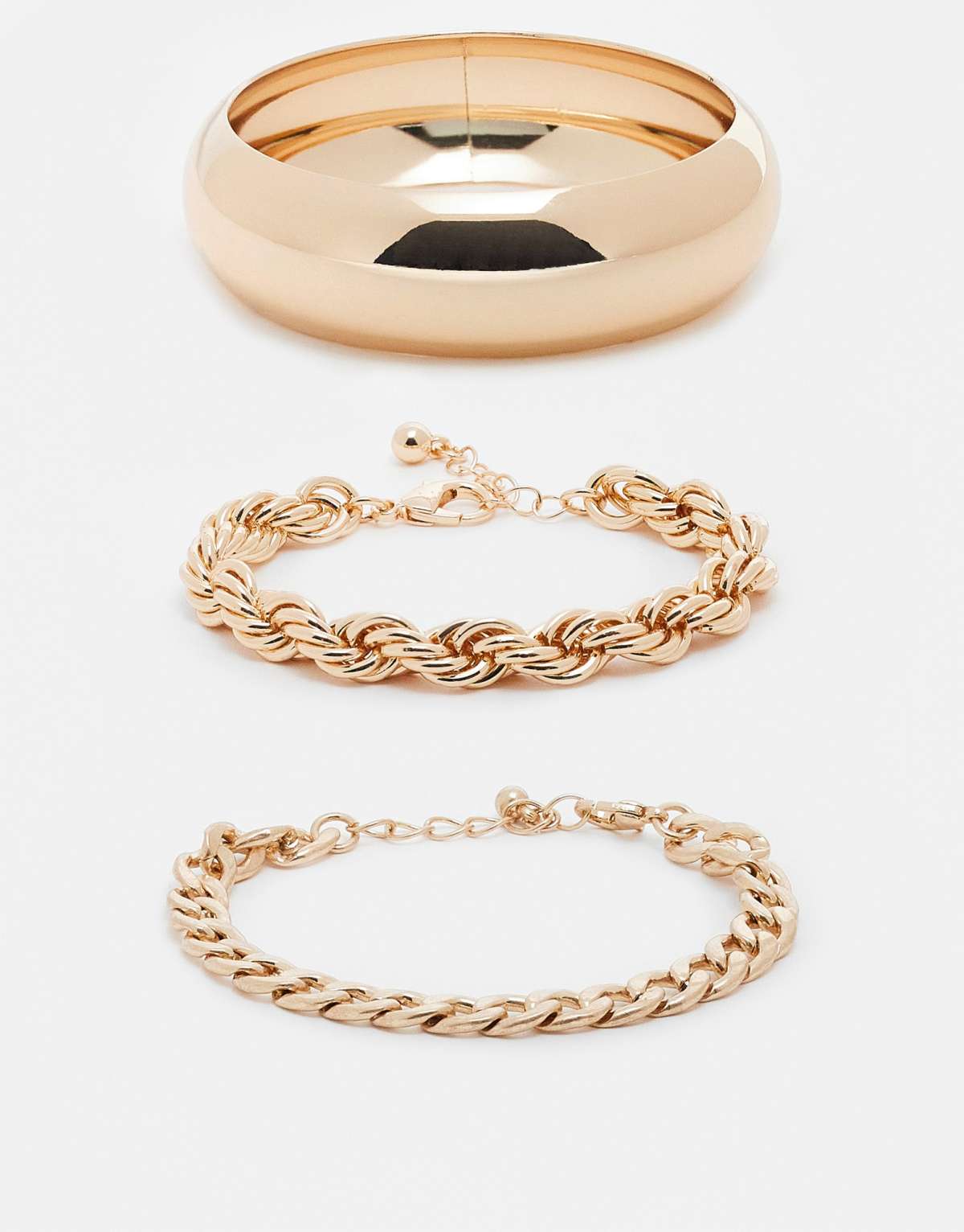 ASOS DESIGN pack of 3 mixed chain and bangle set in gold tone