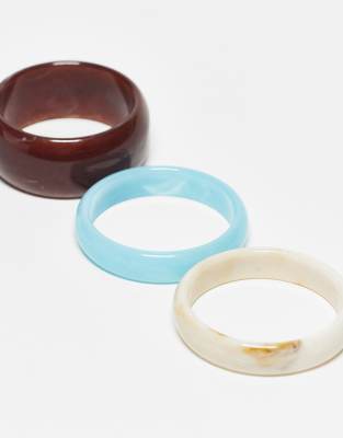 Asos Design Pack Of 3 Resin Bangles In Multi