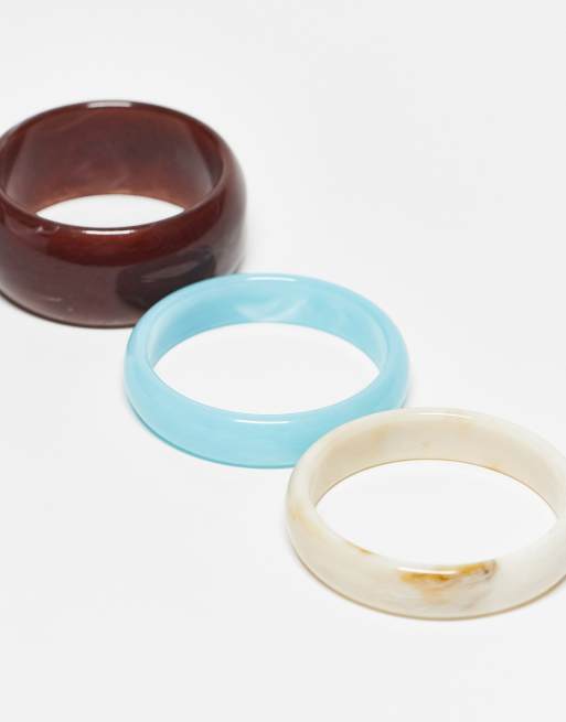 ASOS DESIGN pack of 3 resin bangles in mixed colors