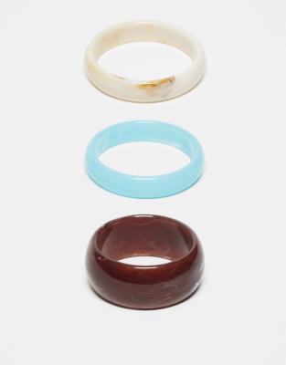 ASOS DESIGN ASOS DESIGN pack of 3 resin bangles in mixed colours-Multi