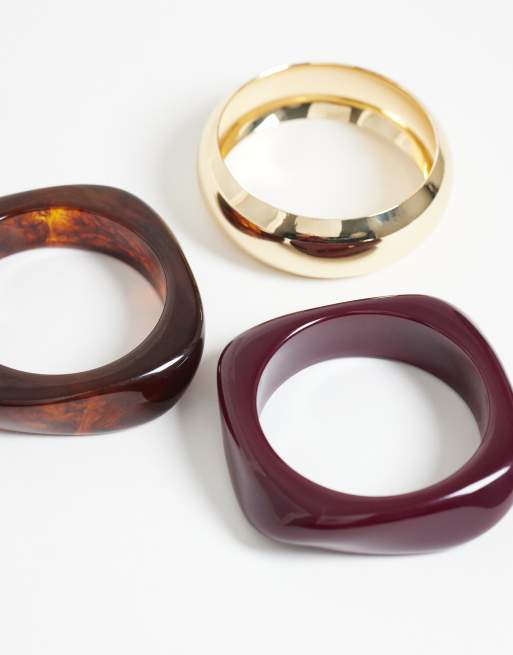 ASOS DESIGN pack of 3 resins bangles with burgundy, 3 of 3