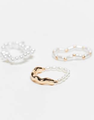 Asos Design Pack Of 3 Rings