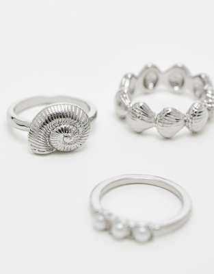 Asos Design Pack Of 3 Rings