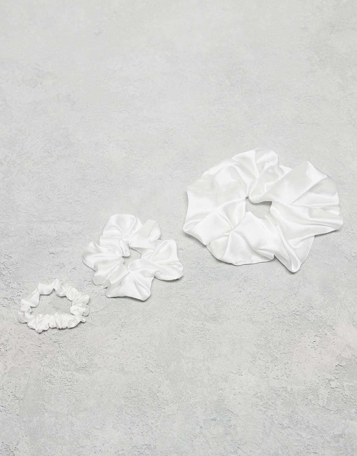 ASOS DESIGN pack of 3 satin scrunchies in ivory