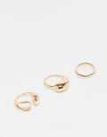 [ASOS DESIGN] ASOS DESIGN pack of 3 simple wrap around rings in gold tone S/M Gold