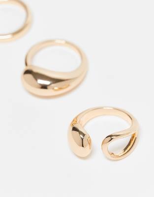 Asos Design Pack Of 3 Simple Wrap Around Rings
