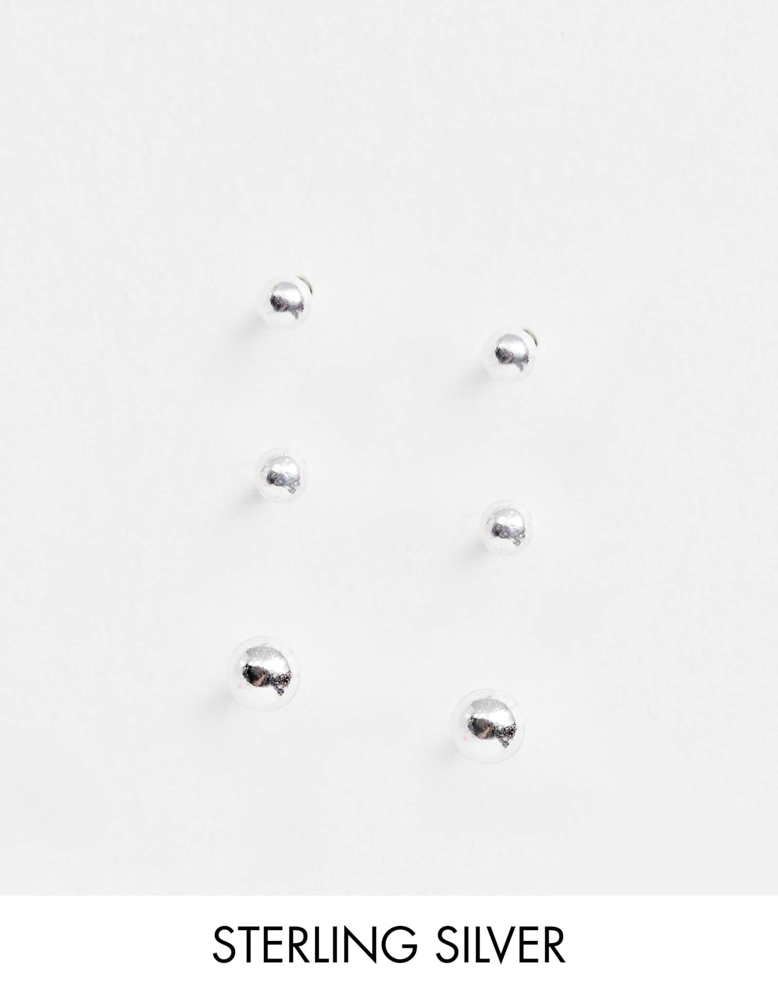 ДИЗАЙНЕРСКАЯ упаковка ASOS из 3-х градуированных сережек-гвоздиков из чистого серебра