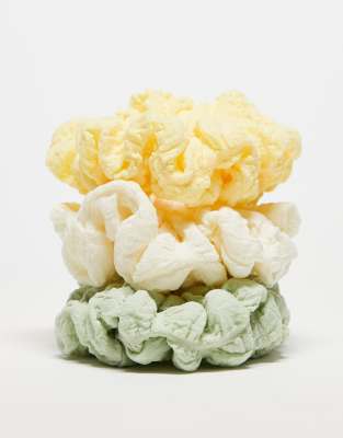 Asos Design Pack Of 3 Waffle Scrunchies