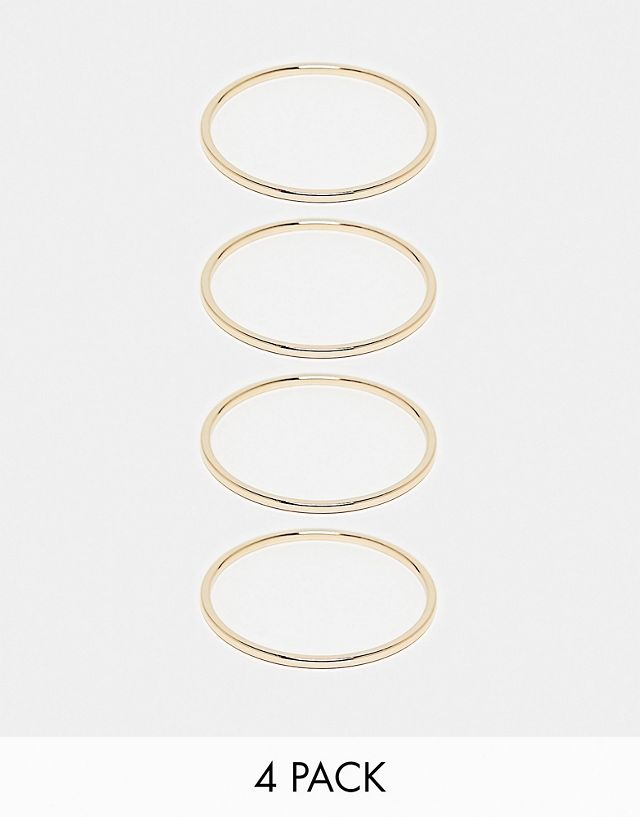 ASOS DESIGN pack of 4 bangle bracelets in gold tone