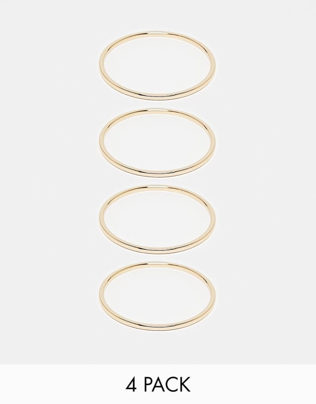 ASOS DESIGN pack of 4 bangle bracelets in gold tone