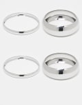 [ASOS DESIGN] ASOS DESIGN pack of 4 bangle bracelets in mixed design in silver No Size SILVER