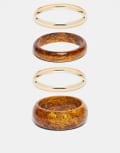 [ASOS DESIGN] ASOS DESIGN pack of 4 bangles in brown ombre resin and gold tone-Blue No Size GOLD