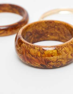 Asos Design Pack Of 4 Bangles In Brown