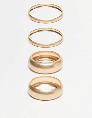 Asos Design Pack Of 4 Bangles In Gold