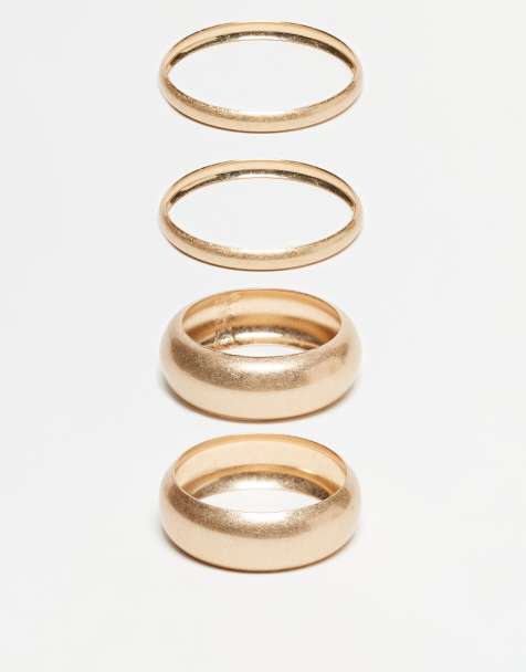 ASOS DESIGN pack of 4 bangles in brushed gold tone - view 1