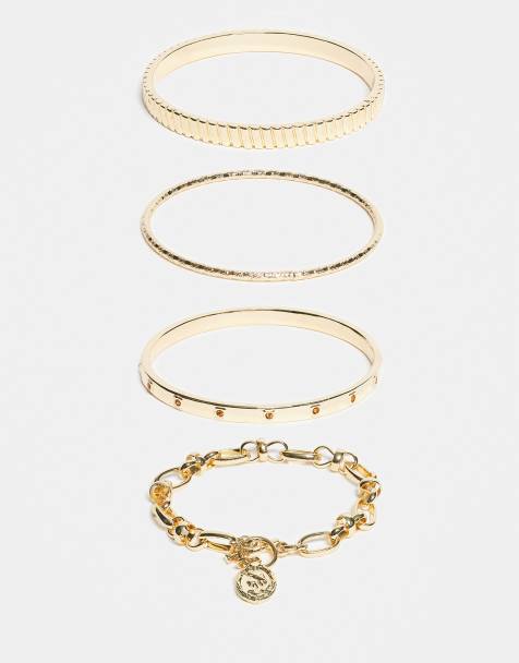 ASOS DESIGN pack of 4 bracelets in gold tone - view 1