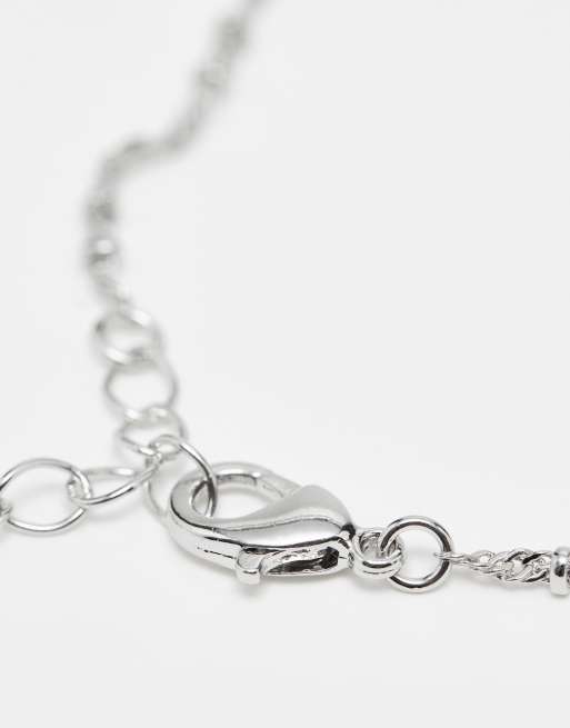 ASOS DESIGN pack of 4 fine chain bracelets in silver tone, 3 of 4