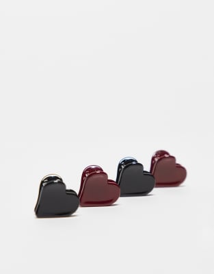ASOS DESIGN ASOS DESIGN pack of 4 hair claws with heart design in multi
