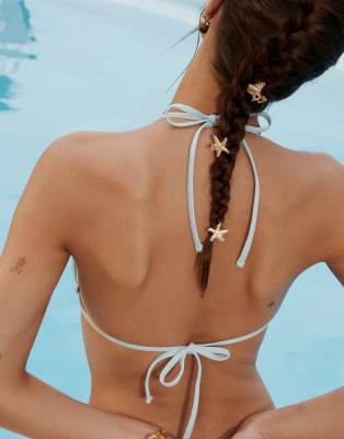 ASOS DESIGN ASOS DESIGN pack of 4 mixed seashell starfish design hair claws in gold tone