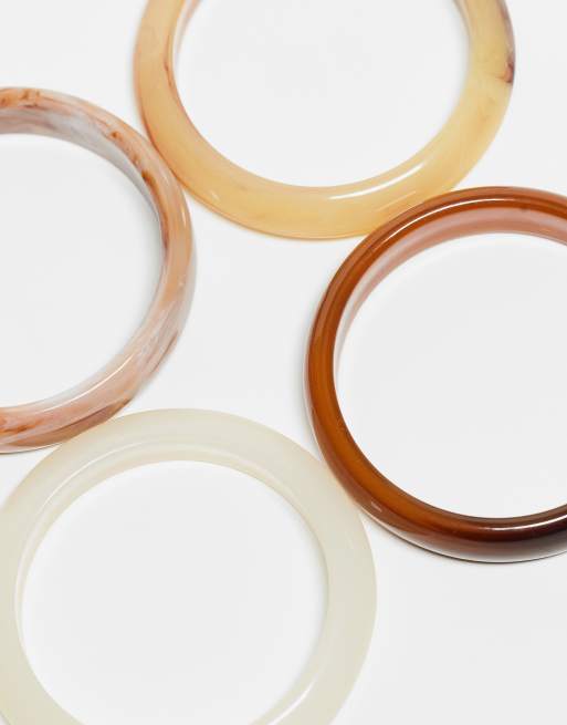 ASOS DESIGN pack of 4 resin bangles in multi
