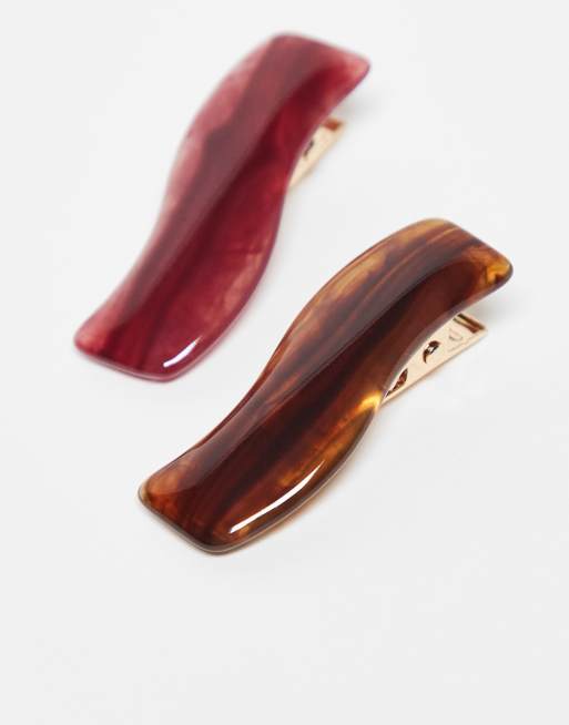 ASOS DESIGN pack of 4 resin hair slides with wavy design, 3 of 3