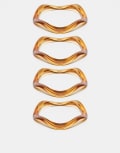 [ASOS DESIGN] ASOS DESIGN pack of 4 resin wavy bangles in brown No Size BROWN