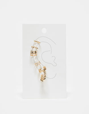 pack of 6 ear cuff and hoop earrings in gold tone