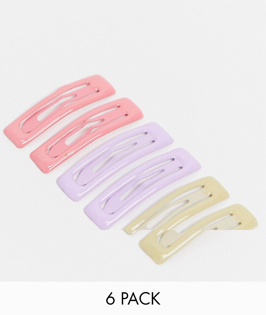 ASOS DESIGN pack of 6 hair clips in multi colors