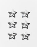 [ASOS DESIGN] ASOS DESIGN pack of 6 hair clips with star detail in silver tone No Size Silver
