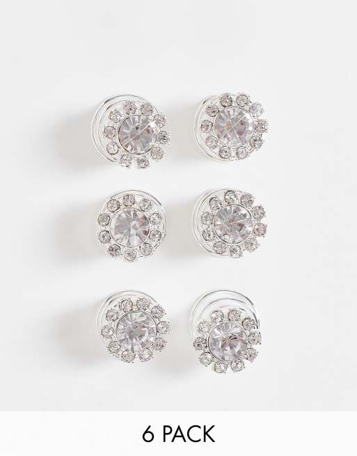 ASOS DESIGN pack of 6 hair swirls in diamante 