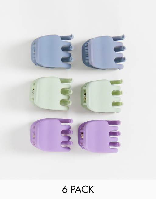 ASOS DESIGN pack of 6 mini hair claws in pastel colours ASOS