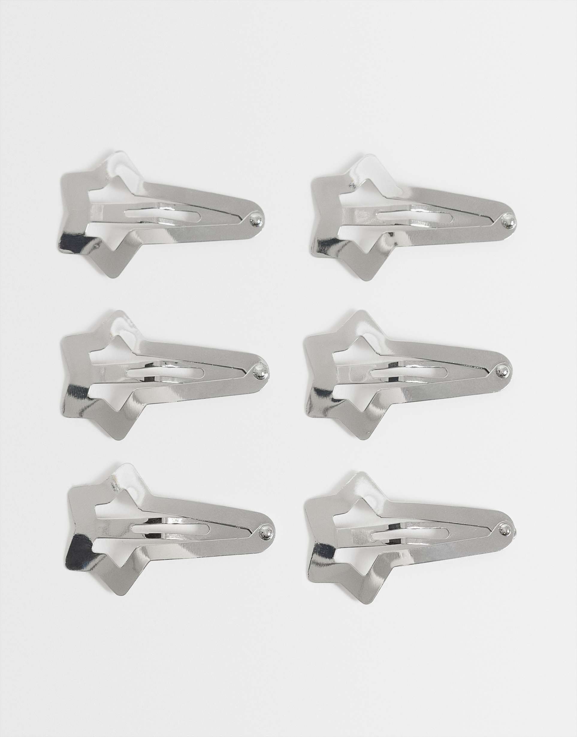 asos design pack of 6 mini star hair clips in silver tone
