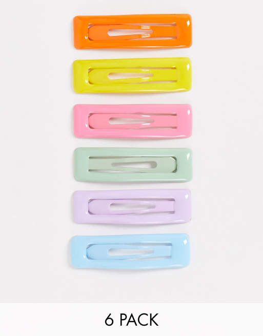 ASOS DESIGN pack of 6 snap clips in colours